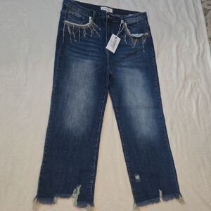 Risen Brand Stylish Distressed Blue Women's Ankle Jeans